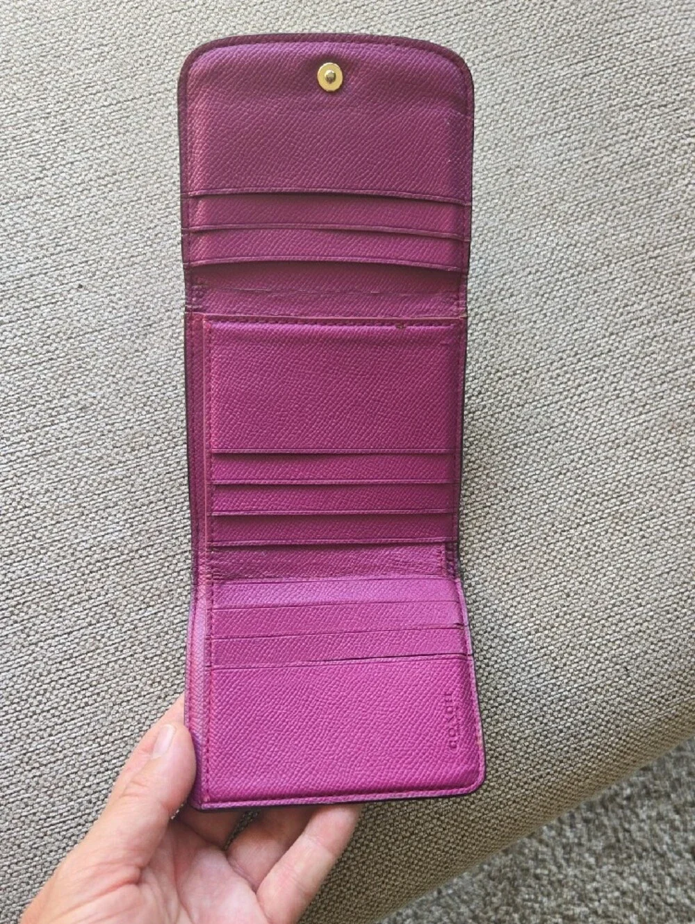 Coach Two-Tone Leather Card Holder - Purple & Black